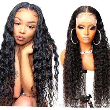 Yeswigs Brazilian Hair Human Water Wave 4X4 Swiss Lace Closure Wigs For Black Women Cuticle Aligned  Pre Plucked remy hair Wigs